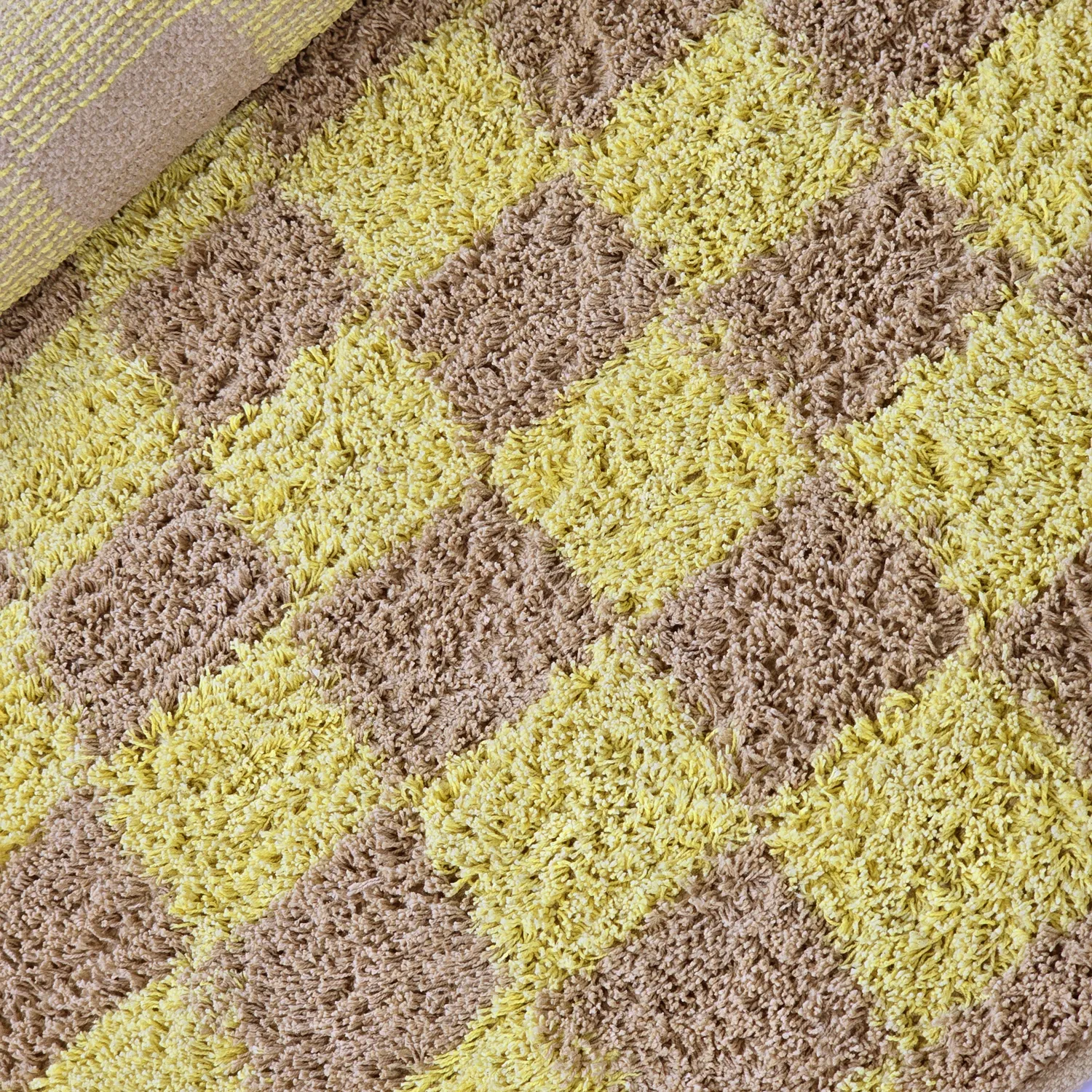 Pyöreä matot - Elsey Natural Cotton Shaggy (keltainen/beige)