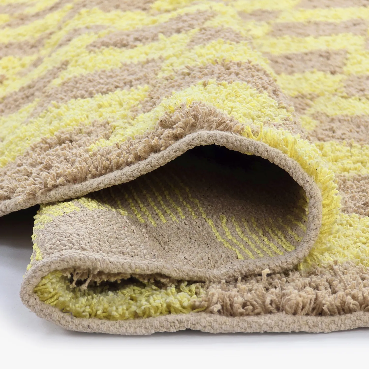 Pyöreä matot - Elsey Natural Cotton Shaggy (keltainen/beige)