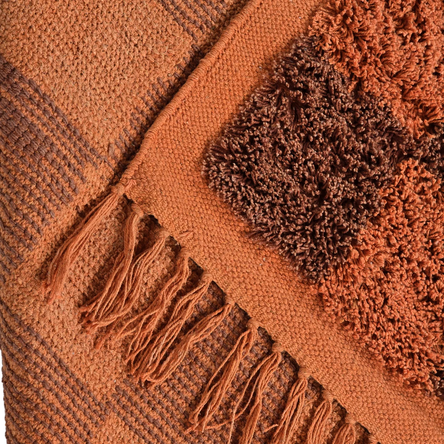 Ryijymatot - Elsey Natural Cotton Shaggy (oranssi/punainen)