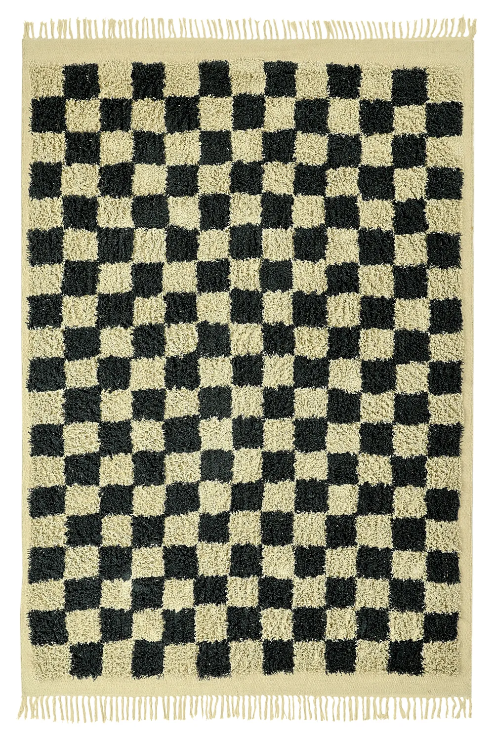 Ryijymatot - Elsey Natural Cotton Shaggy (musta/beige)
