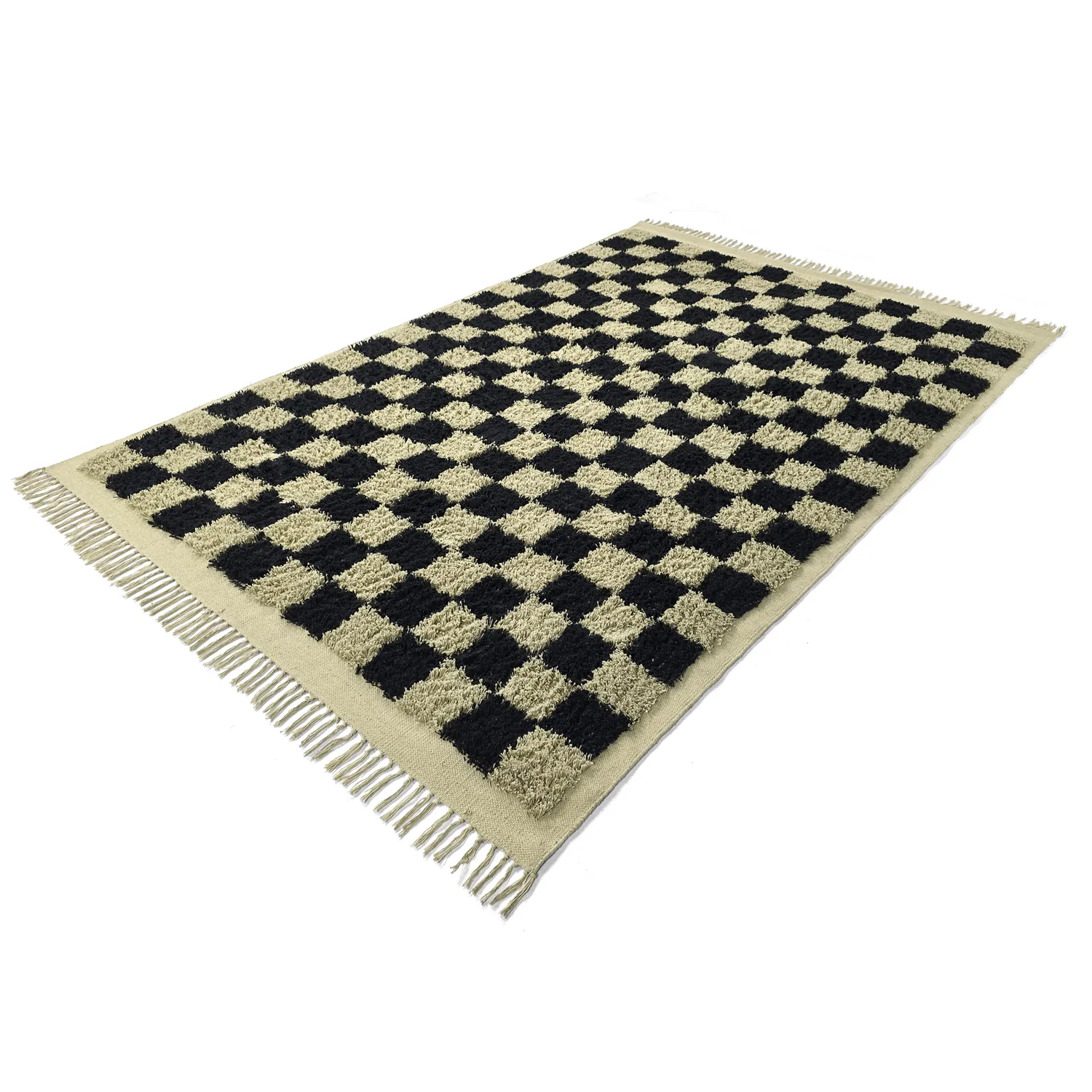 Ryijymatot - Elsey Natural Cotton Shaggy (musta/beige)