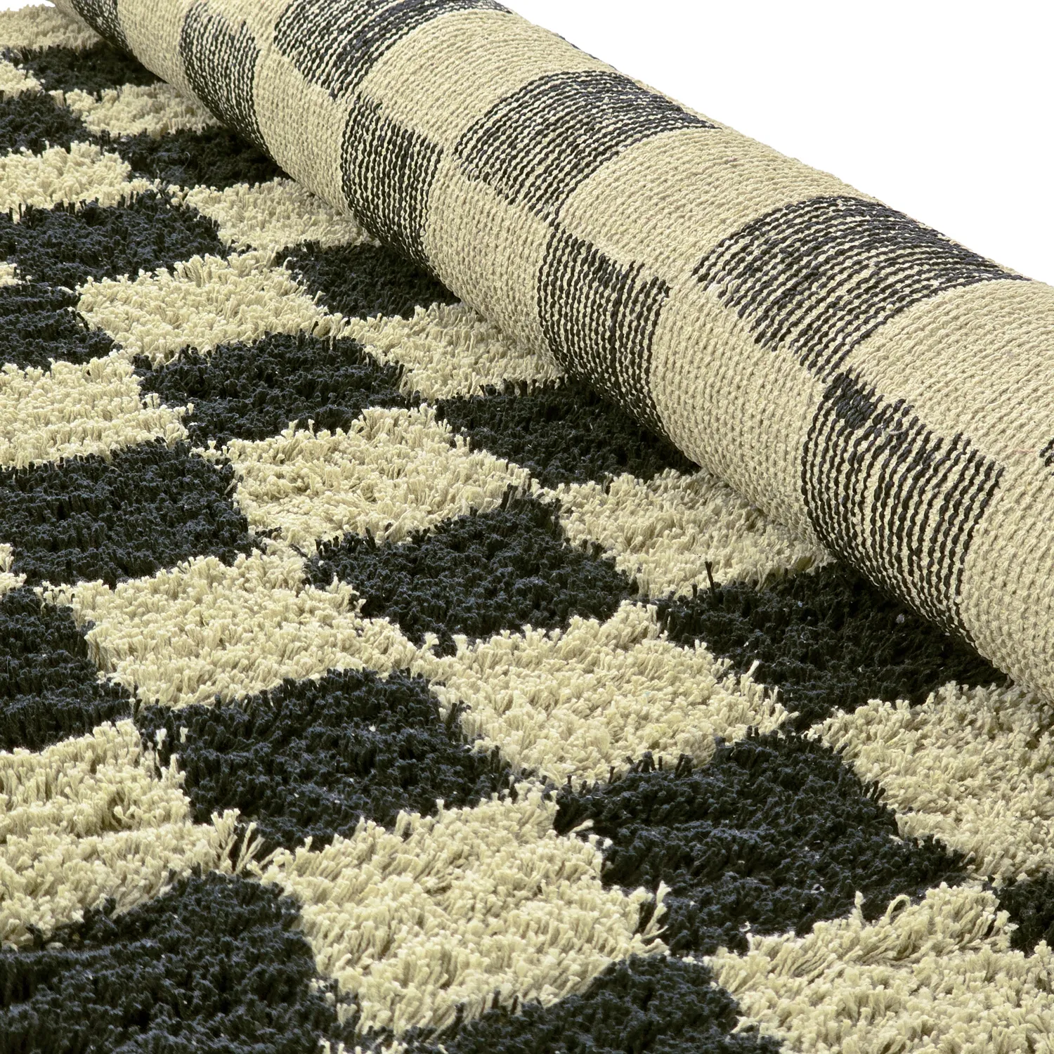 Ryijymatot - Elsey Natural Cotton Shaggy (musta/beige)