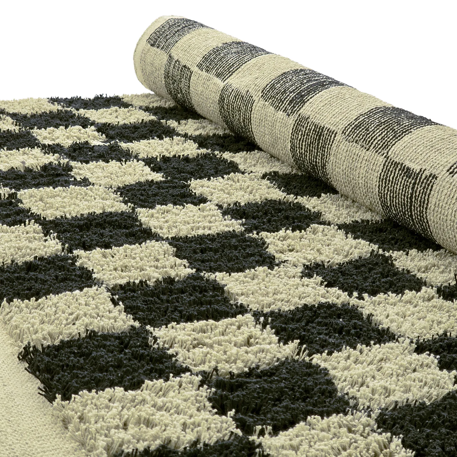 Ryijymatot - Elsey Natural Cotton Shaggy (musta/beige)
