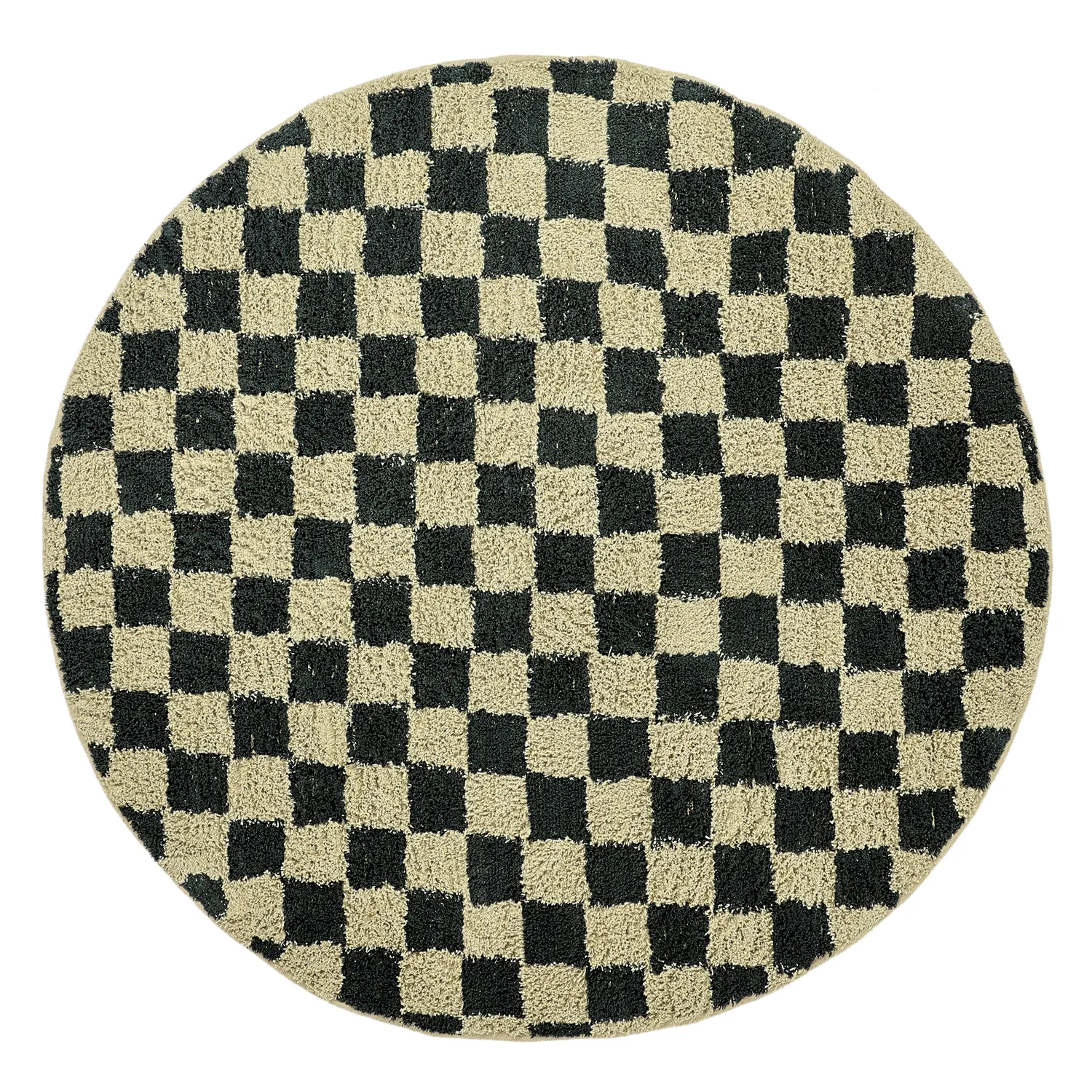 Pyöreä matot - Elsey Natural Cotton Shaggy (musta/beige)