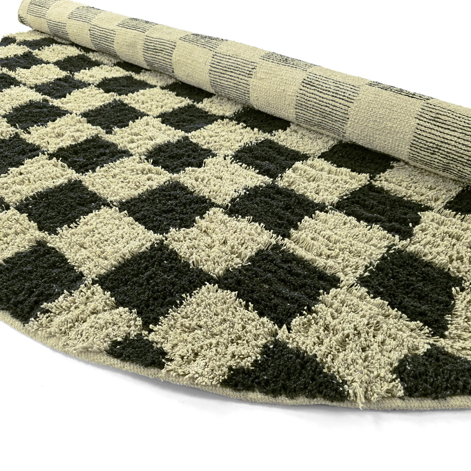 Pyöreä matot - Elsey Natural Cotton Shaggy (musta/beige)