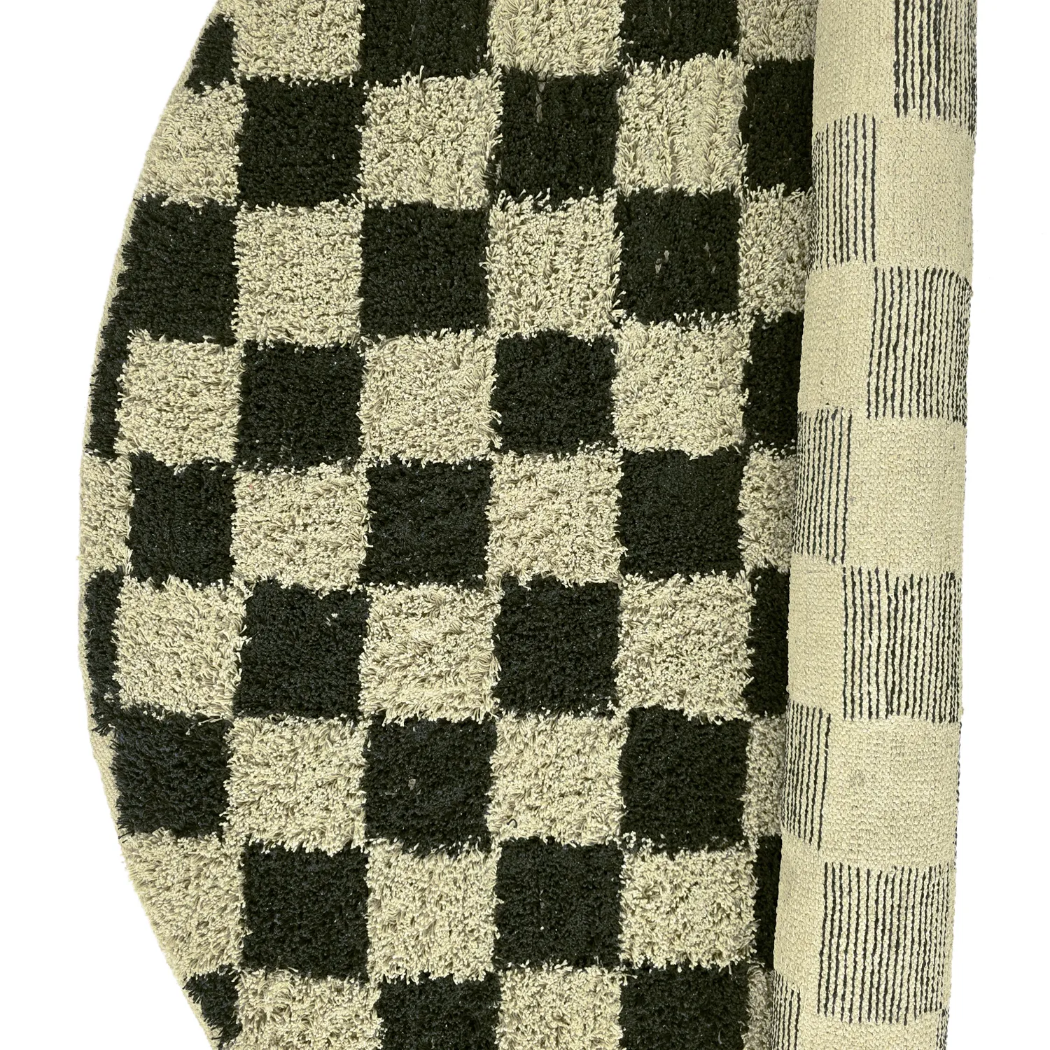 Pyöreä matot - Elsey Natural Cotton Shaggy (musta/beige)