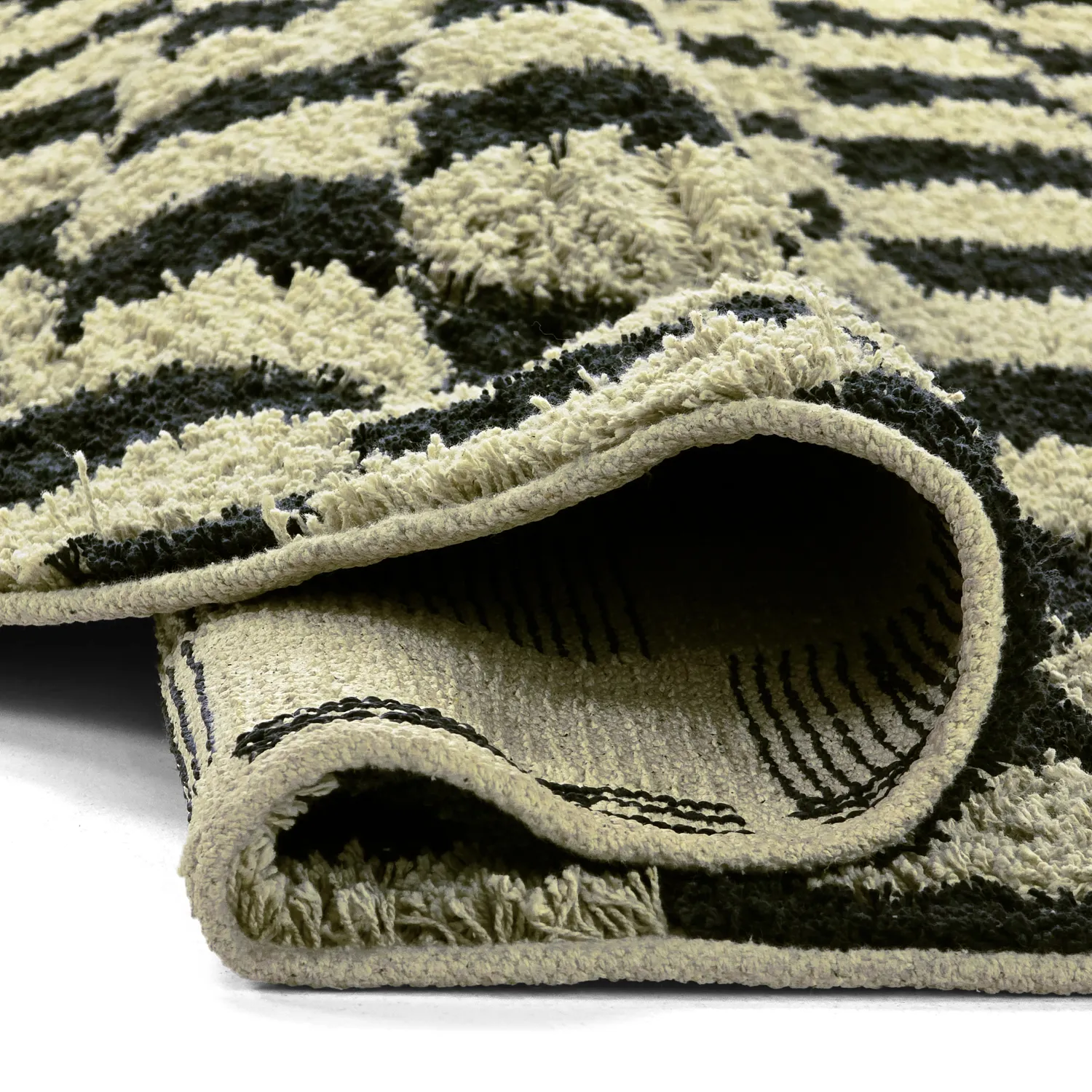 Pyöreä matot - Elsey Natural Cotton Shaggy (musta/beige)