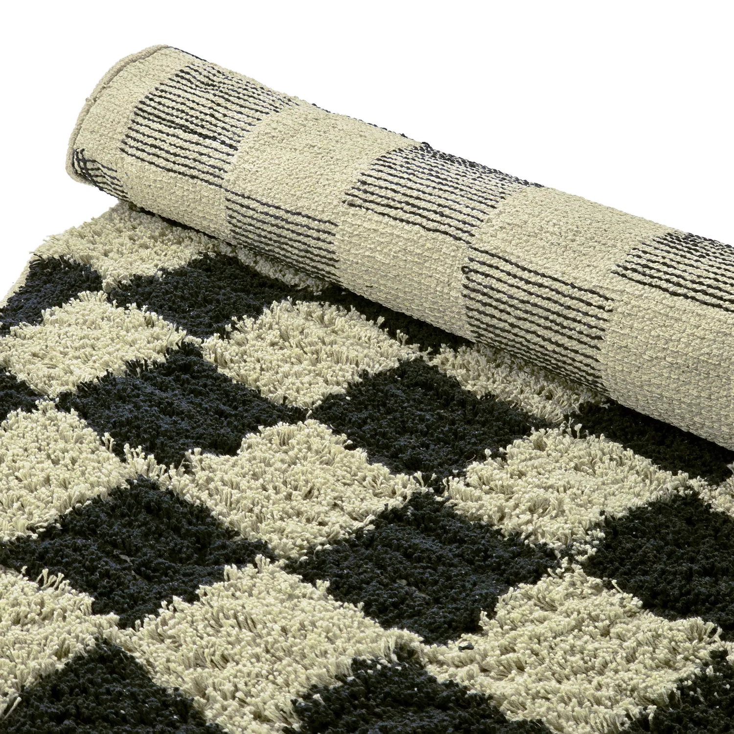 Pyöreä matot - Elsey Natural Cotton Shaggy (musta/beige)