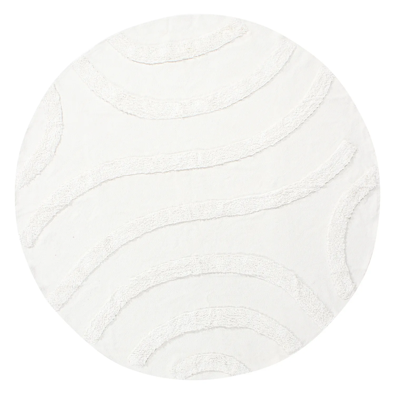 Pyöreä matot - Emilia Natural Cotton Shaggy (offwhite)