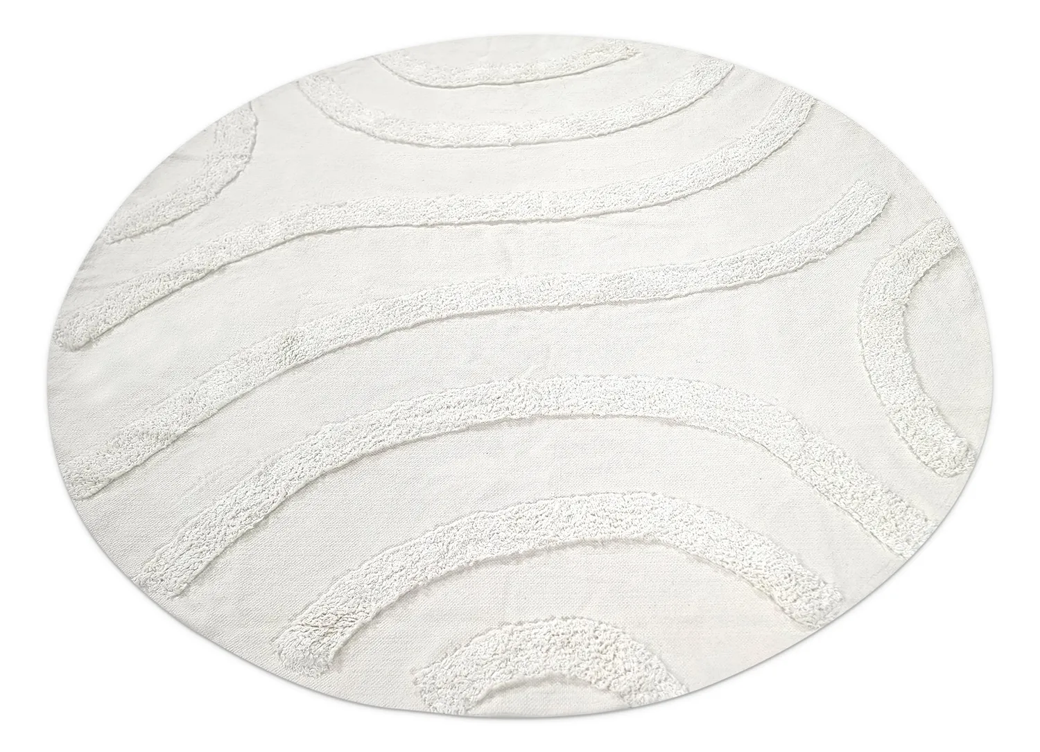 Pyöreä matot - Emilia Natural Cotton Shaggy (offwhite)