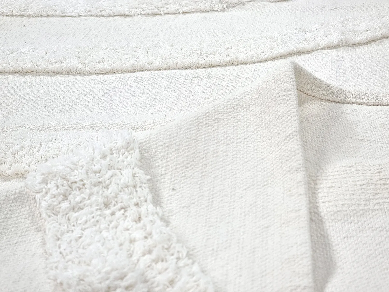 Pyöreä matot - Emilia Natural Cotton Shaggy (offwhite)