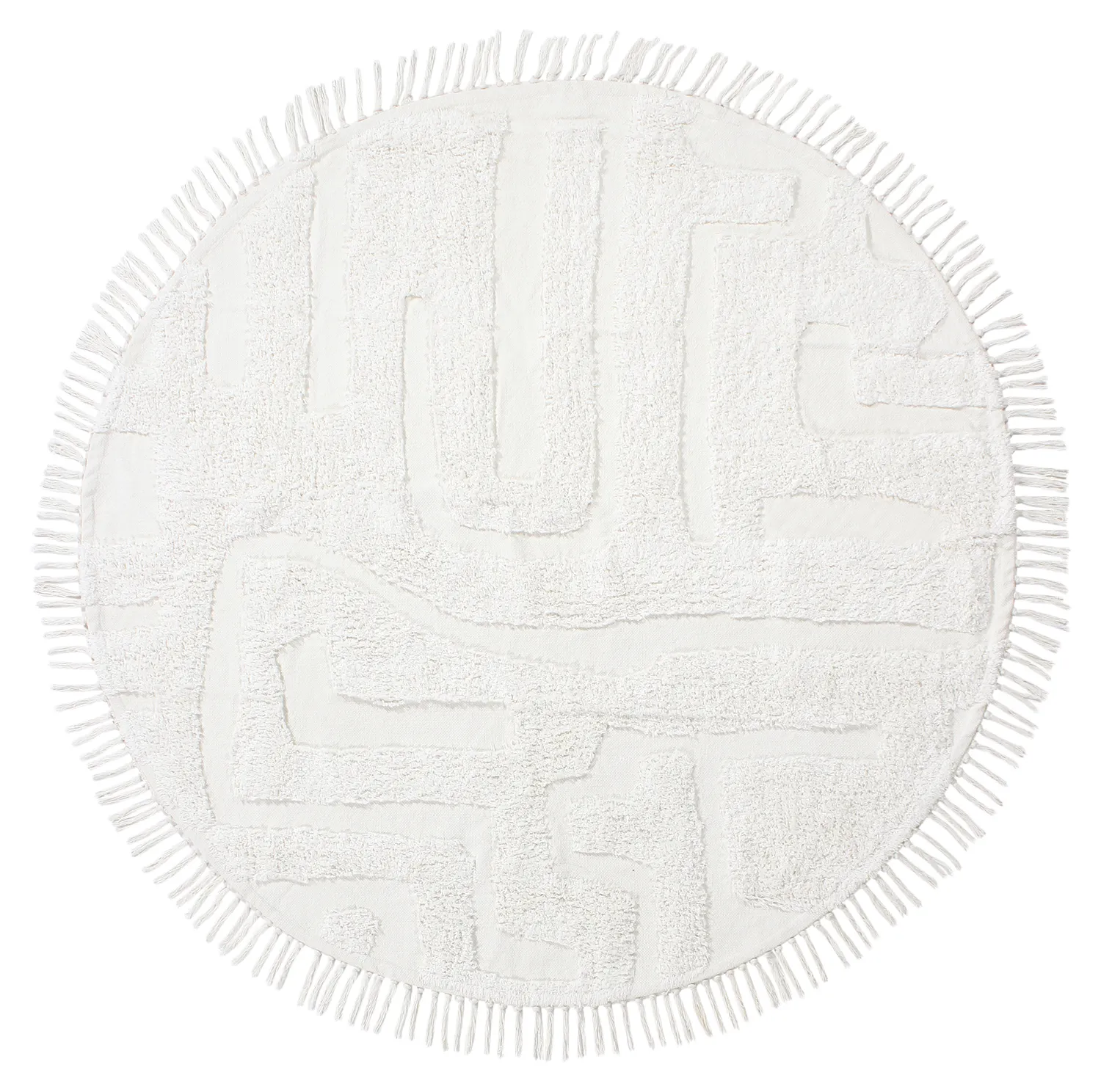 Pyöreä matot - Fallon Natural Cotton Shaggy (offwhite)
