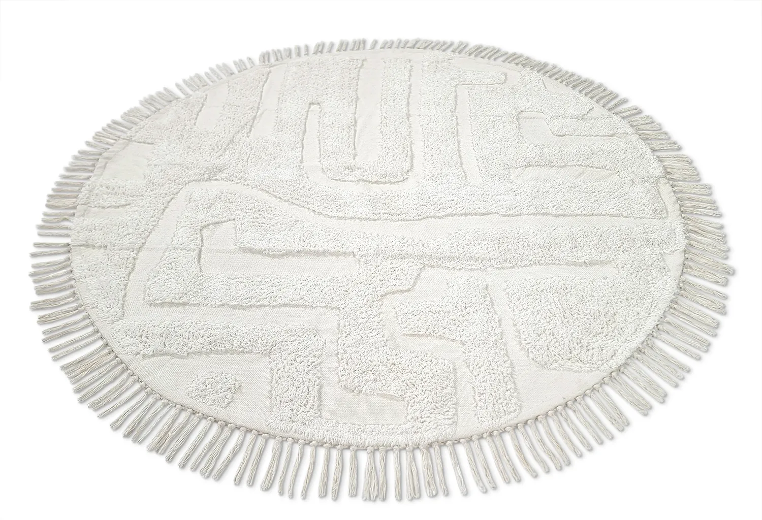 Pyöreä matot - Fallon Natural Cotton Shaggy (offwhite)
