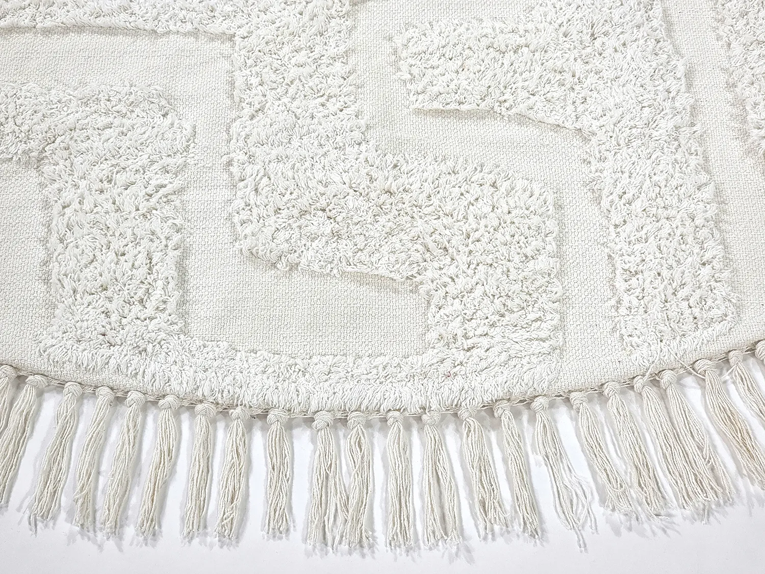 Pyöreä matot - Fallon Natural Cotton Shaggy (offwhite)