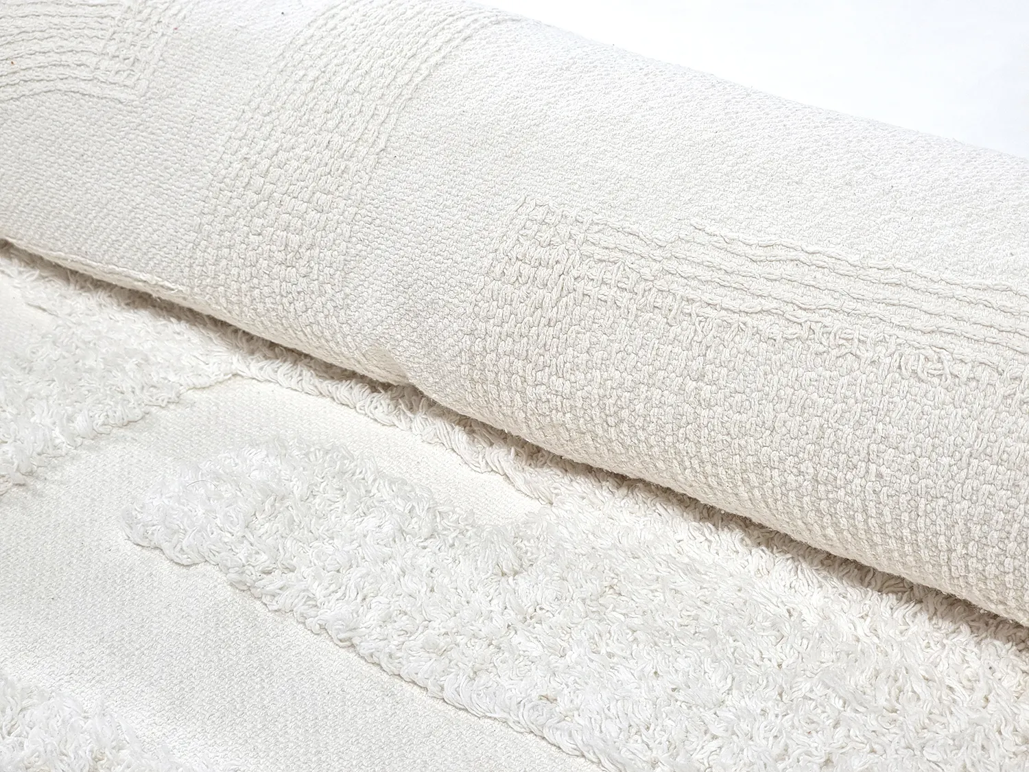 Pyöreä matot - Fallon Natural Cotton Shaggy (offwhite)