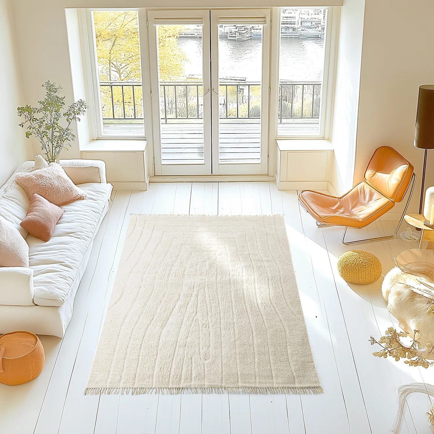 Ryijymatot - Farley Natural Cotton Shaggy (luonnonvalkoinen)
