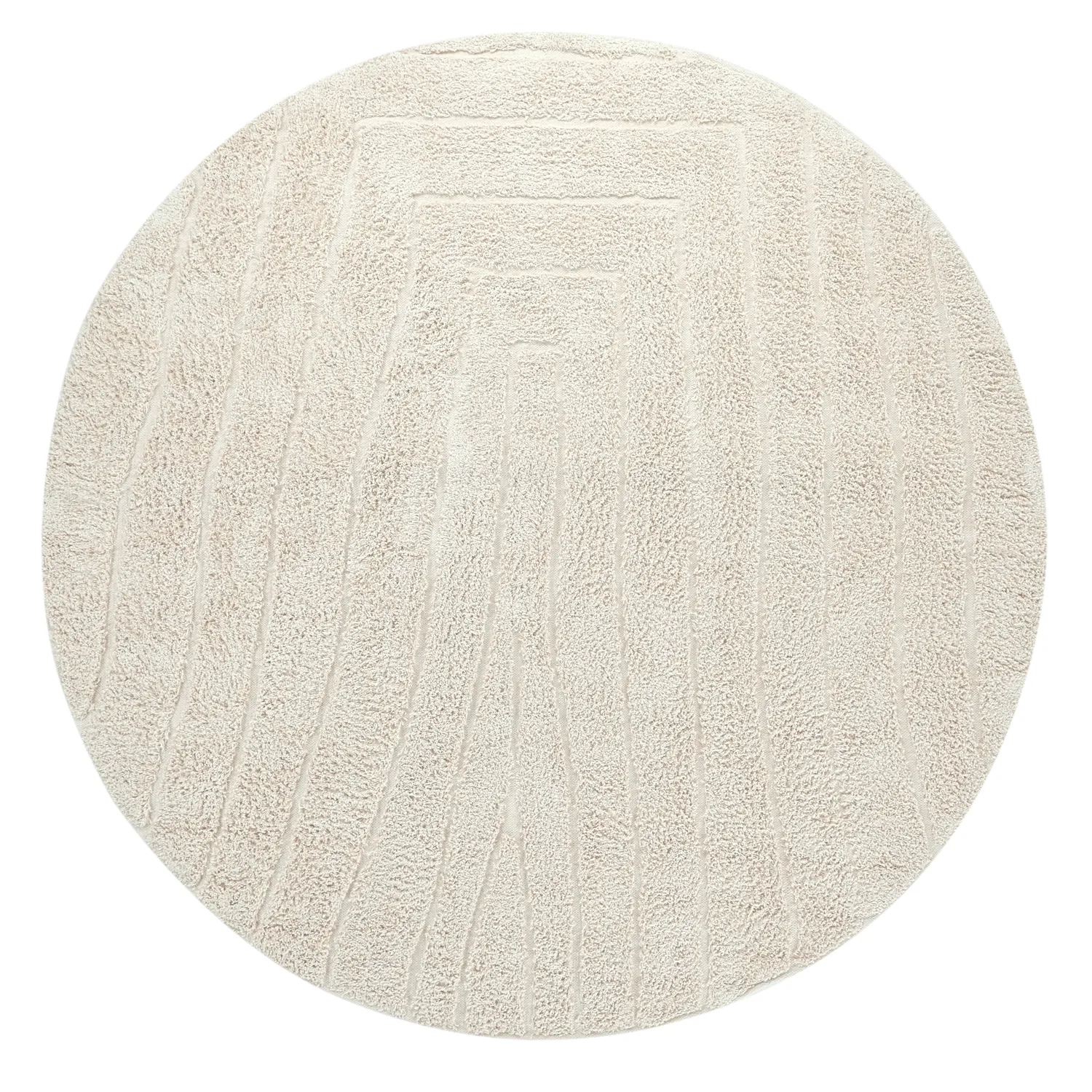 Pyöreä matot - Farley Natural Cotton Shaggy (luonnonvalkoinen)