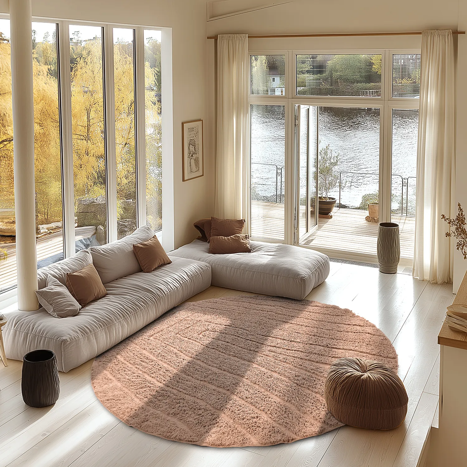 Pyöreä matot - Farley Natural Cotton Shaggy (vaaleanpunainen)
