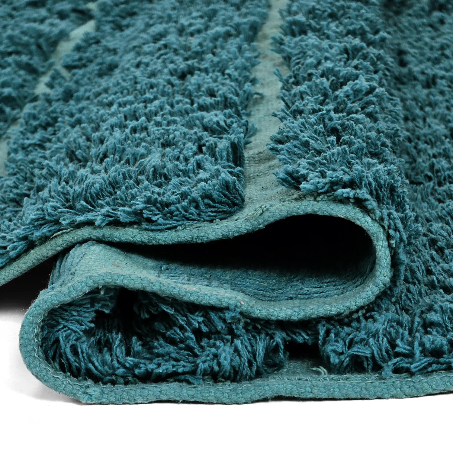 Pyöreät matot - Ikara Natural Cotton Shaggy (turkoosi)