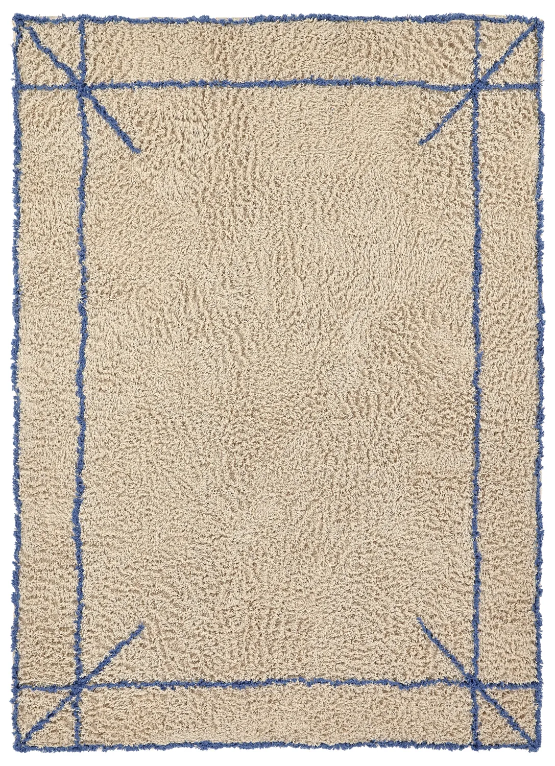 Ryijymatot - Kairi Natural Cotton Shaggy (beige/sininen)