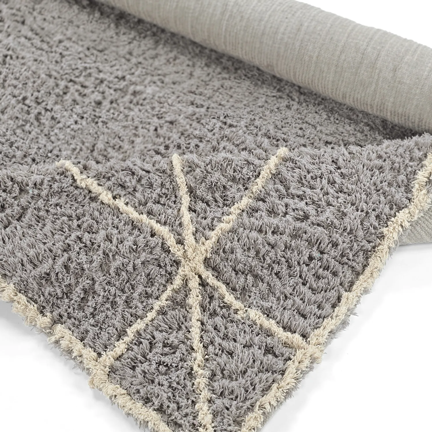 Ryijymatot - Kairi Natural Cotton Shaggy (harmaa/beige)