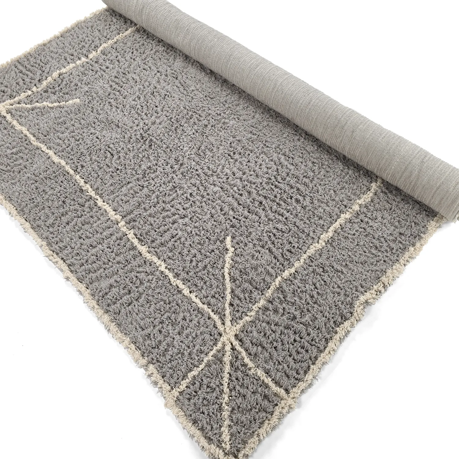 Ryijymatot - Kairi Natural Cotton Shaggy (harmaa/beige)