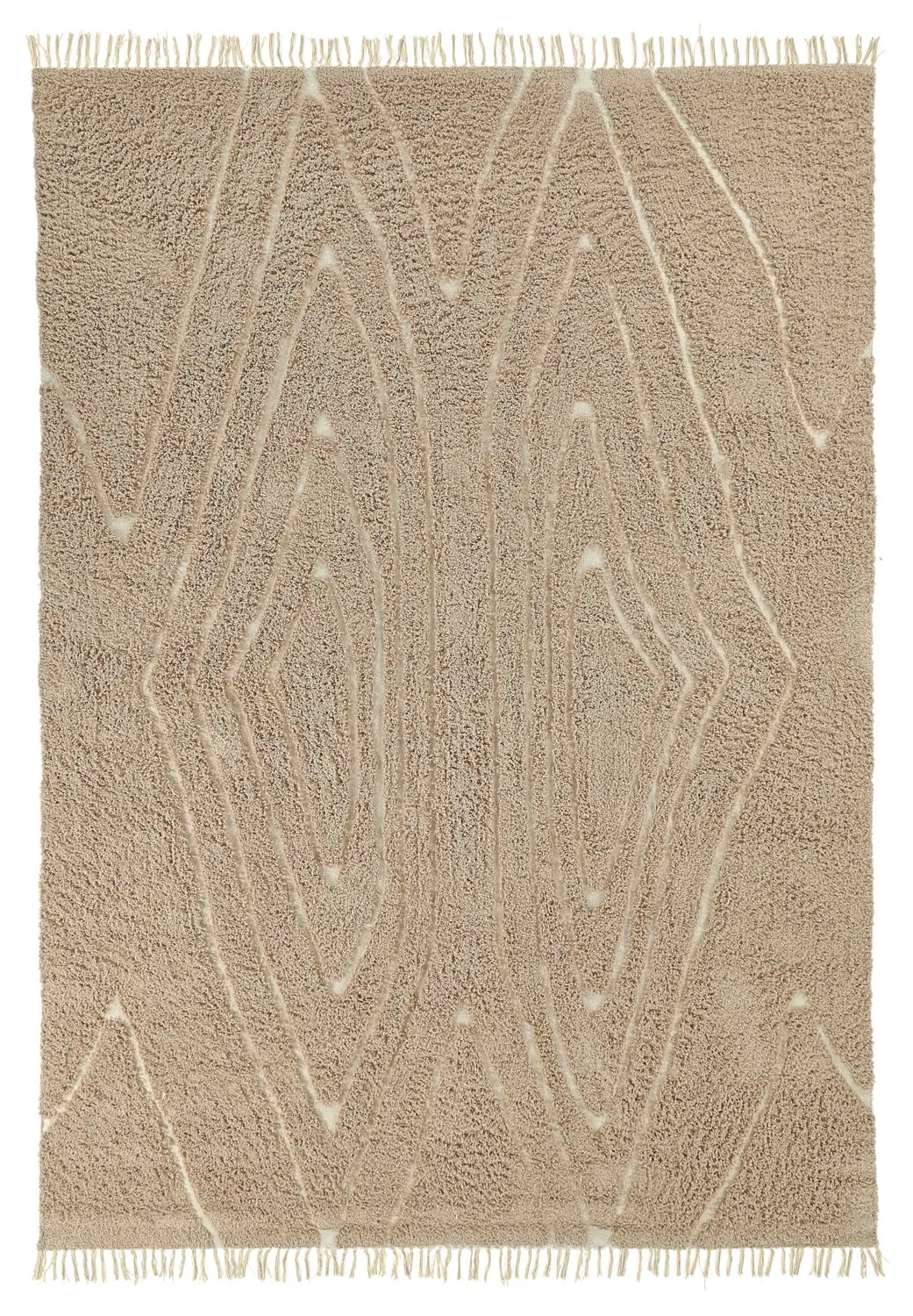 Ryijymatot - Kindon Natural Cotton Shaggy (beige/valkoinen)