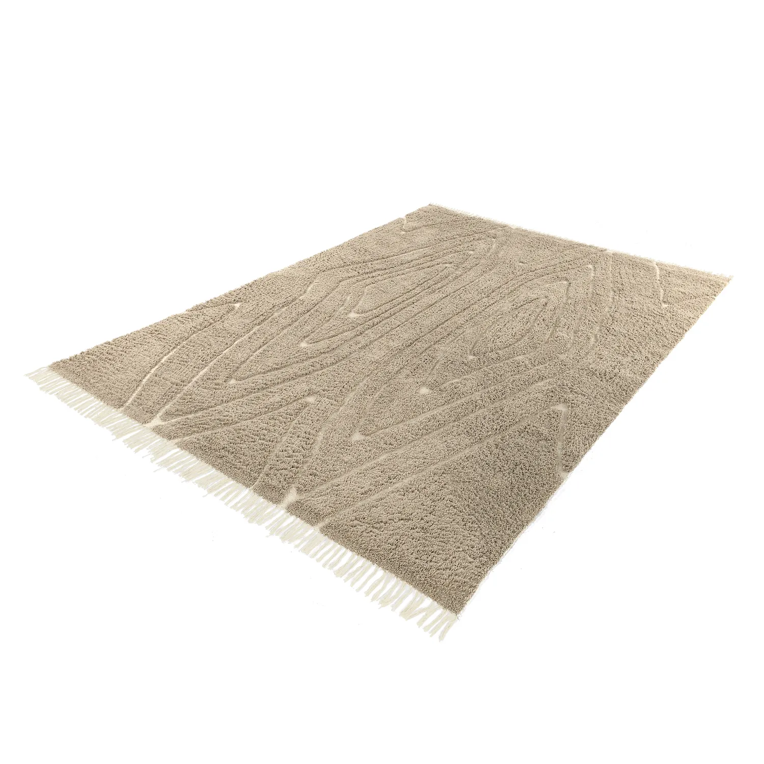 Ryijymatot - Kindon Natural Cotton Shaggy (beige/valkoinen)