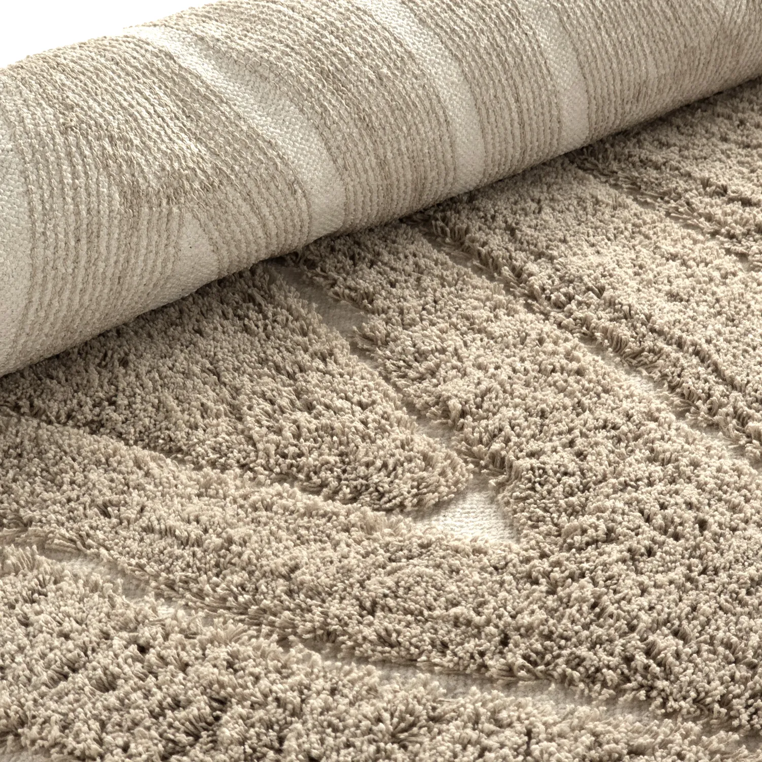 Ryijymatot - Kindon Natural Cotton Shaggy (beige/valkoinen)