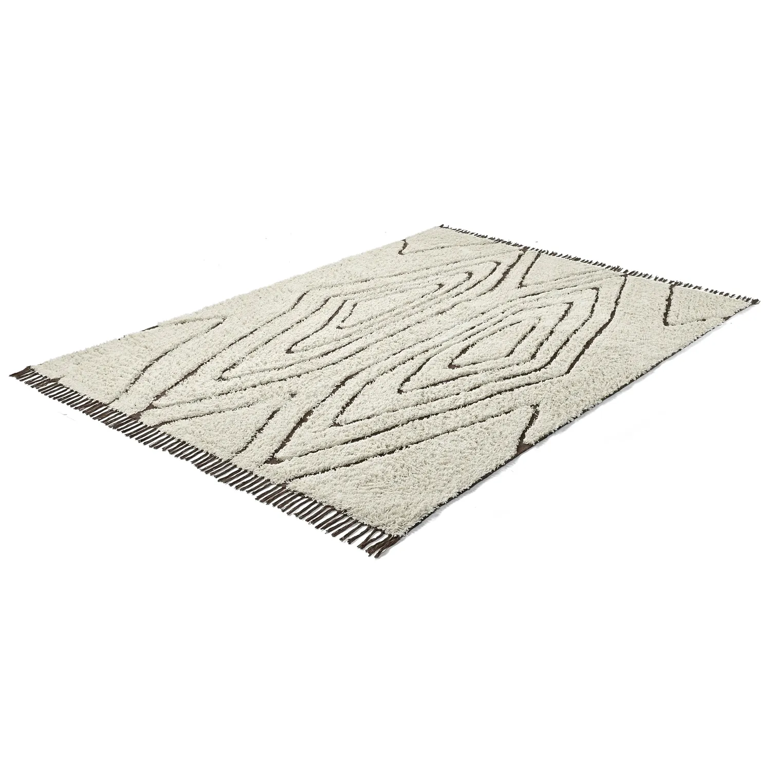 Ryijymatot - Kindon Natural Cotton Shaggy (luonnonvalkoinen/ruskea)