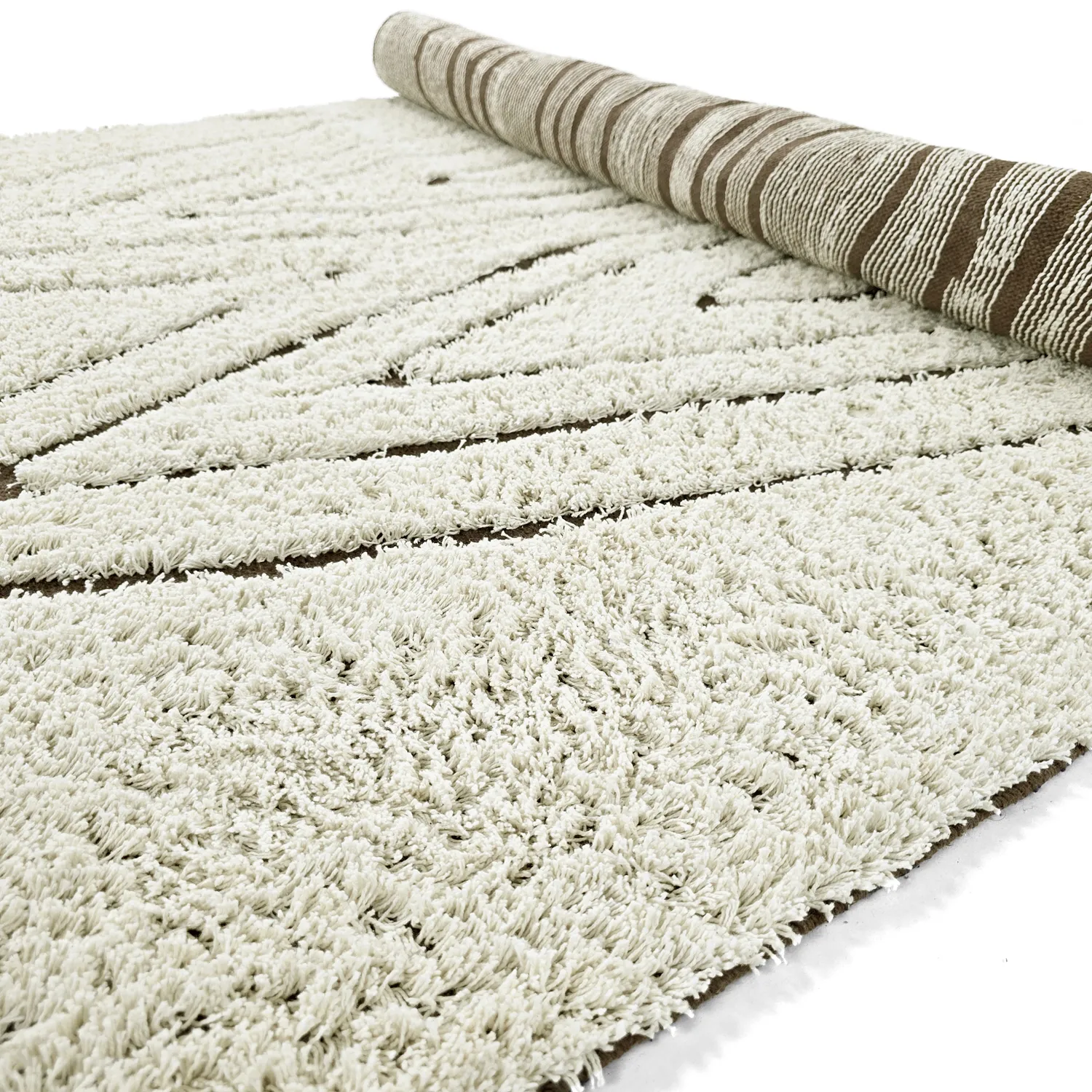Ryijymatot - Kindon Natural Cotton Shaggy (luonnonvalkoinen/ruskea)