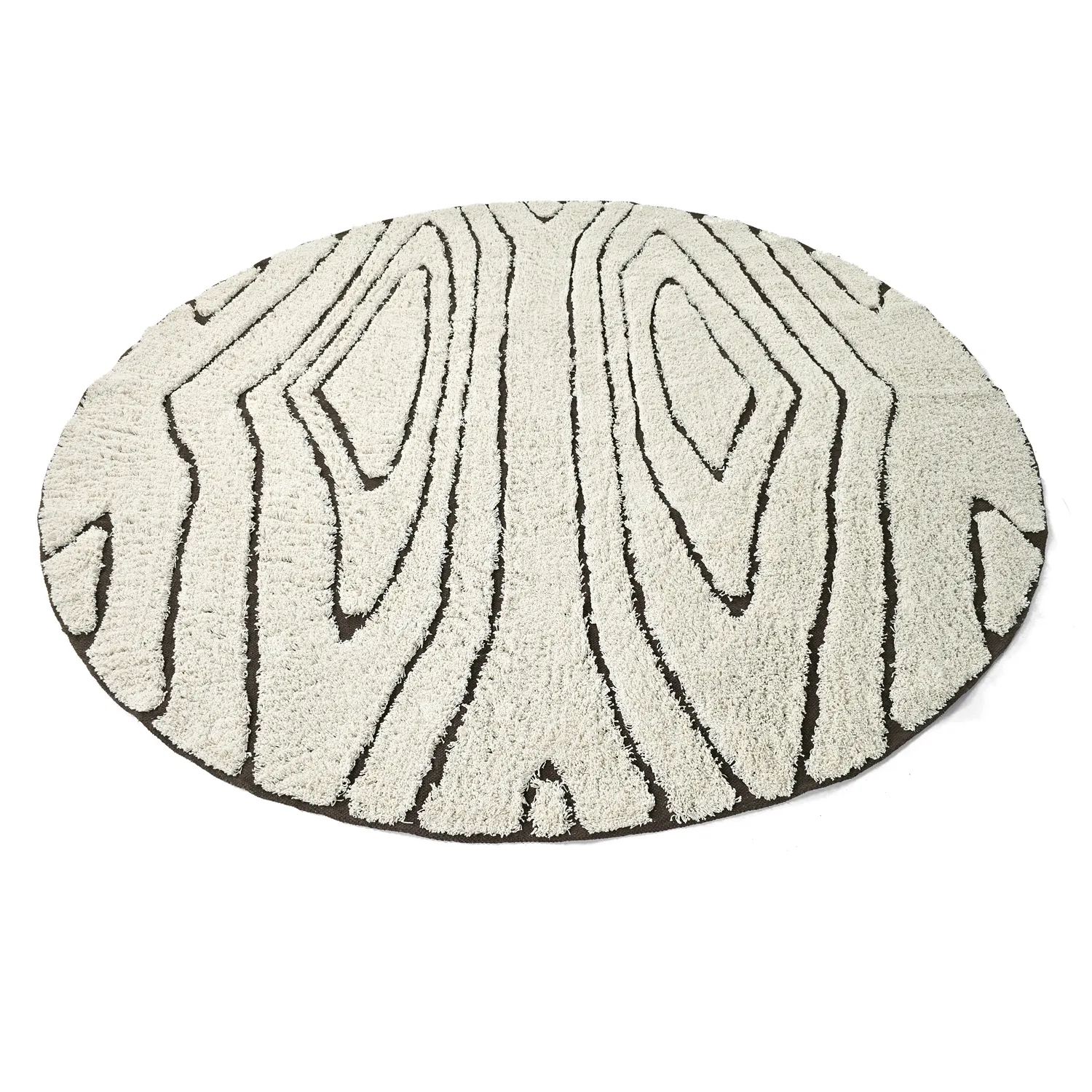 Pyöreä matot - Kindon Natural Cotton Shaggy (luonnonvalkoinen/ruskea)