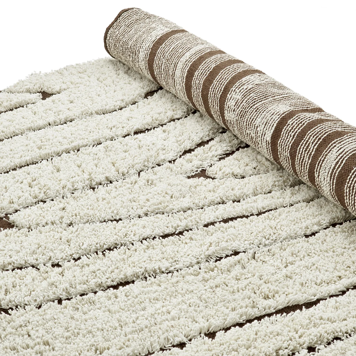 Pyöreä matot - Kindon Natural Cotton Shaggy (luonnonvalkoinen/ruskea)