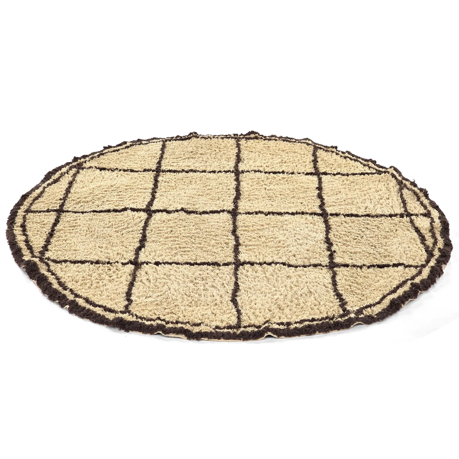 Pyöreät matot - Lana Natural Cotton Shaggy (beige/ruskea)