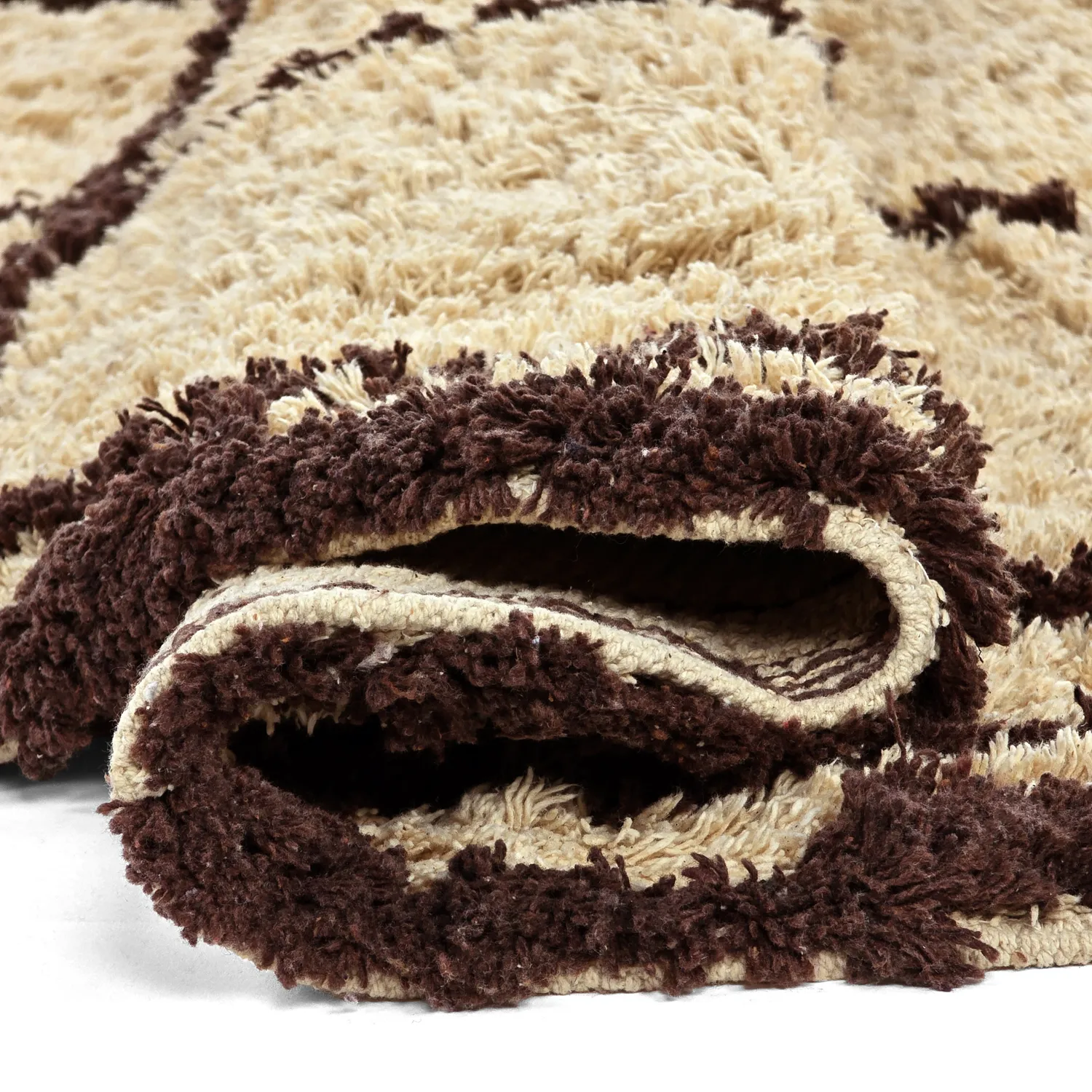 Pyöreät matot - Lana Natural Cotton Shaggy (beige/ruskea)