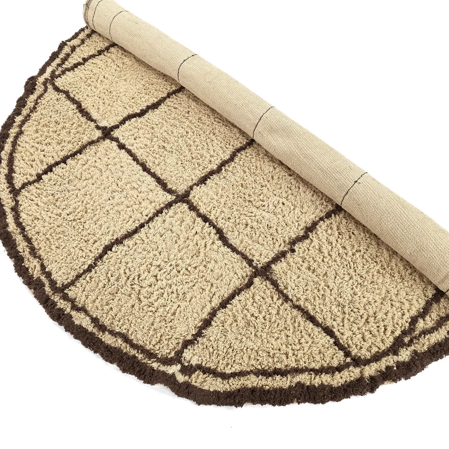 Pyöreät matot - Lana Natural Cotton Shaggy (beige/ruskea)