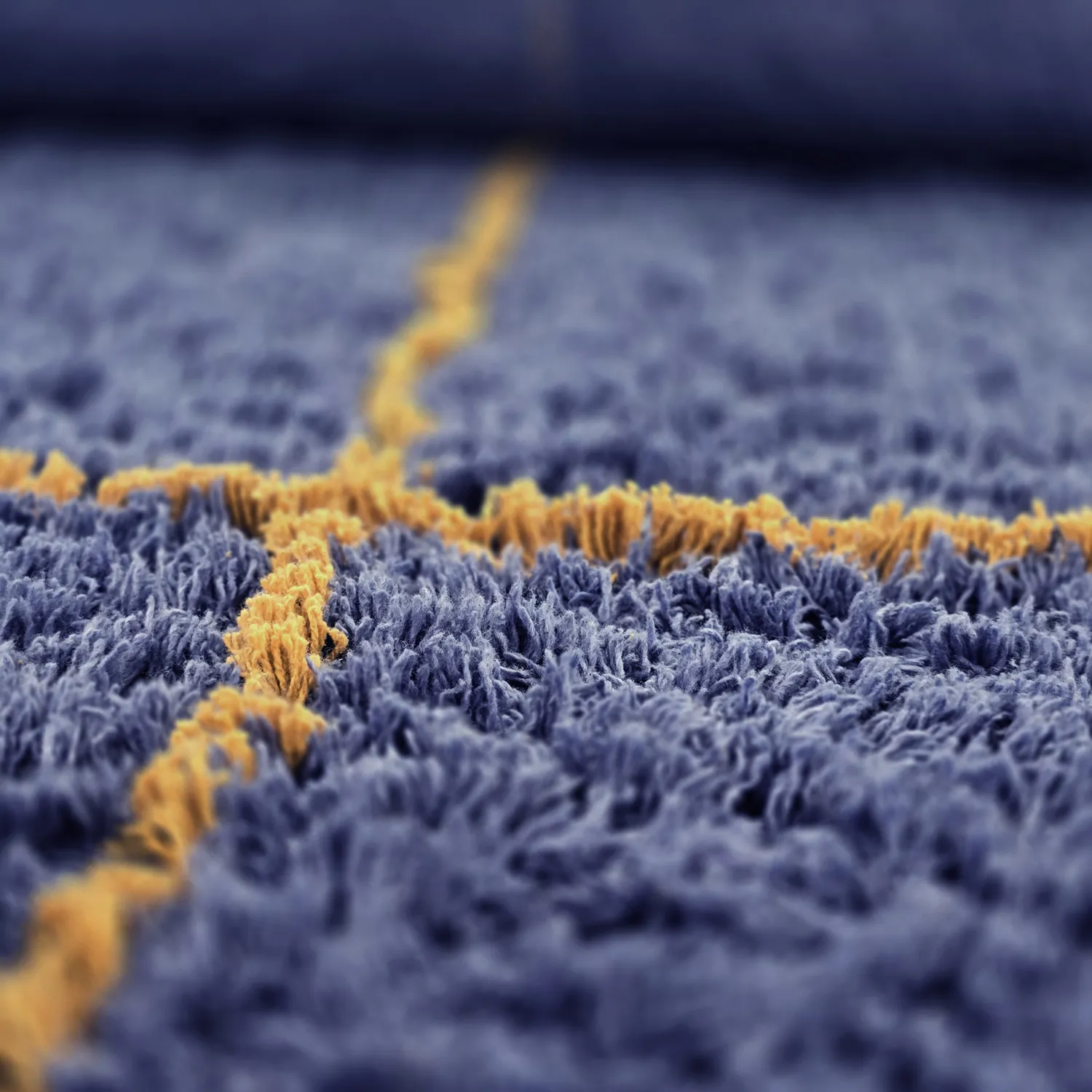 Pyöreät matot - Lana Natural Cotton Shaggy (sininen/keltainen)