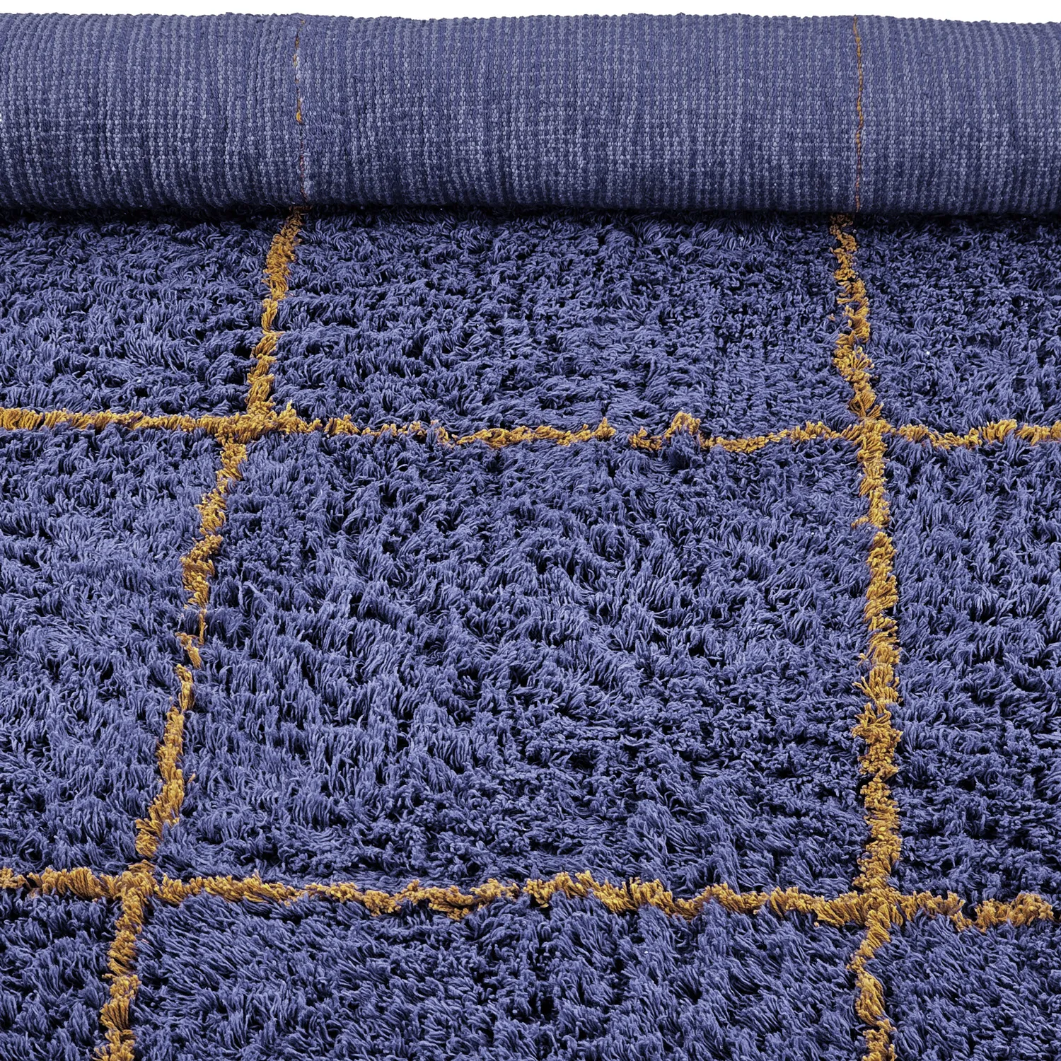 Ryijymatot - Lana Natural Cotton Shaggy (sininen/keltainen)
