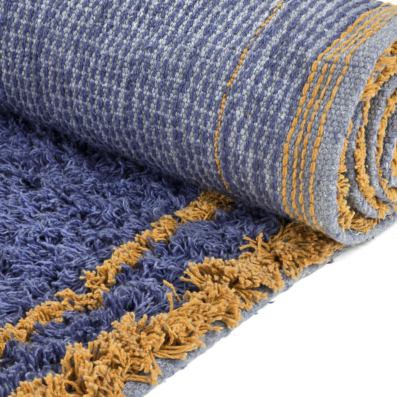 Ryijymatot - Lana Natural Cotton Shaggy (sininen/keltainen)