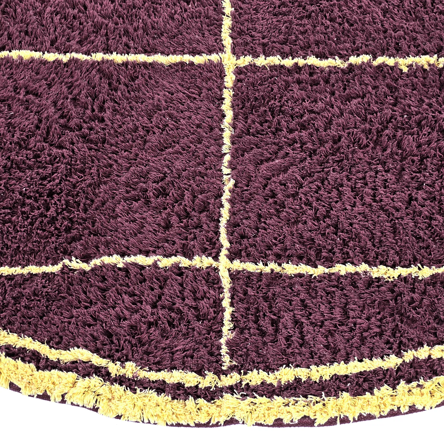 Pyöreät matot - Lana Natural Cotton Shaggy (viininpunainen/keltainen)