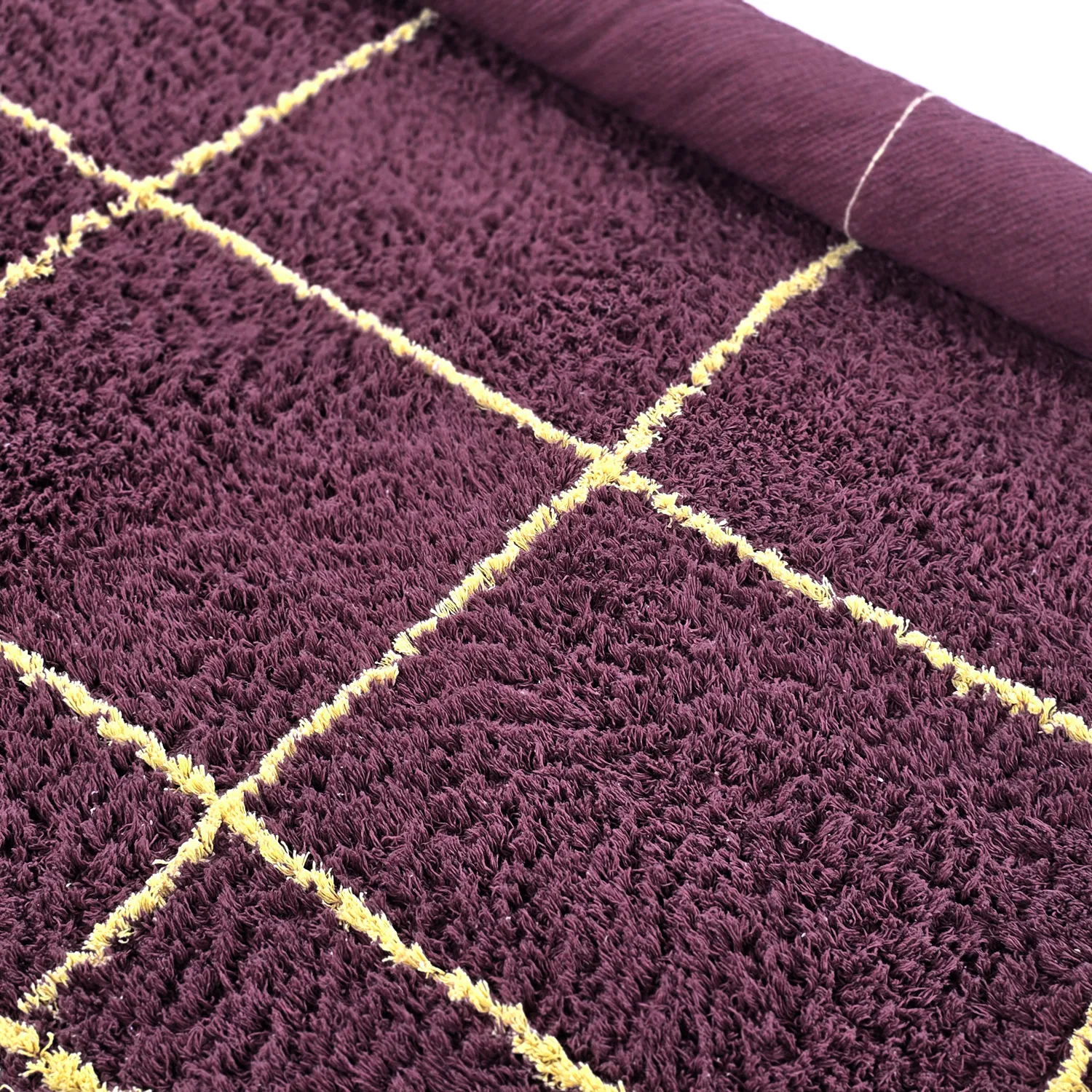 Pyöreät matot - Lana Natural Cotton Shaggy (viininpunainen/keltainen)