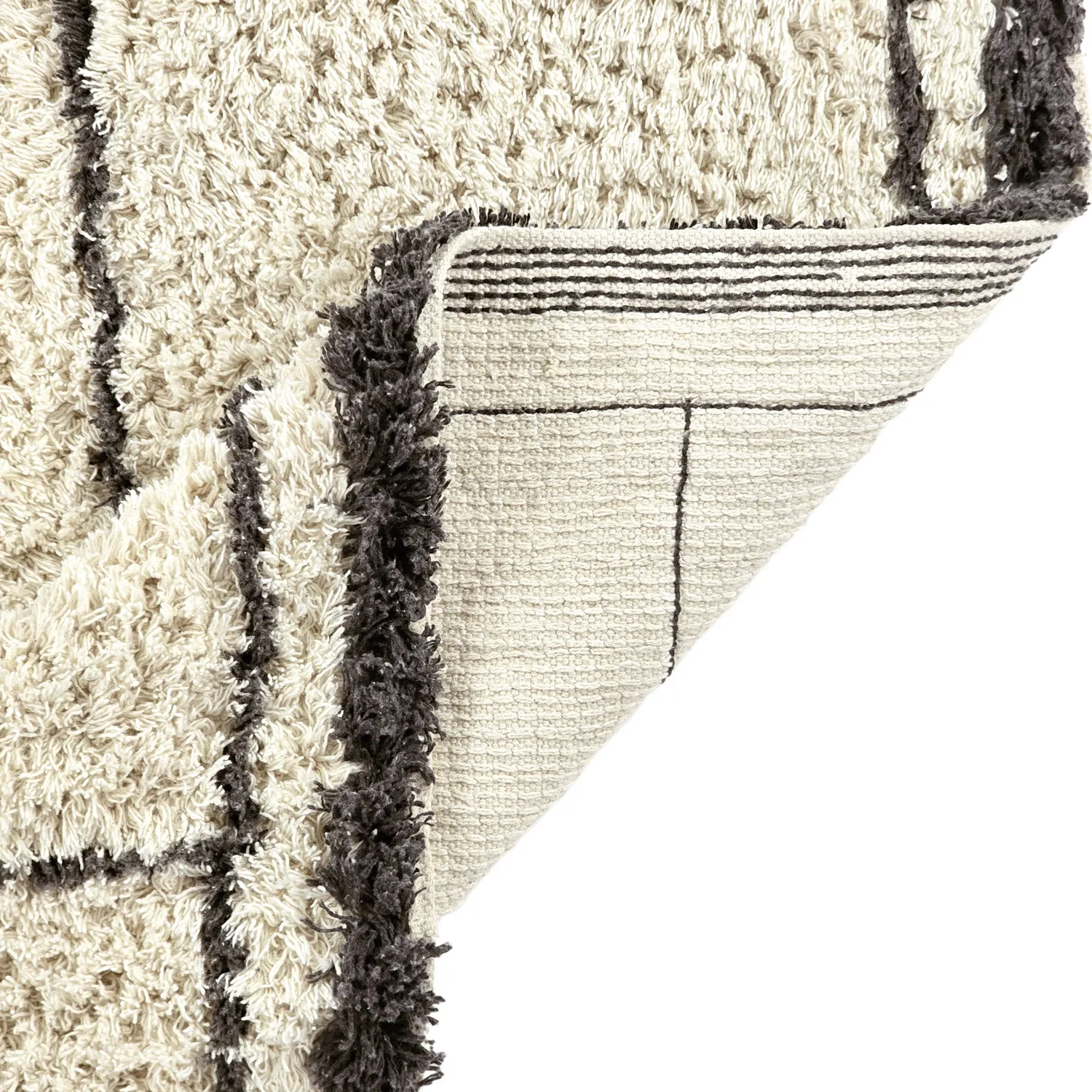Ryijymatot - Lana Natural Cotton Shaggy (kerma/tummanharmaa)