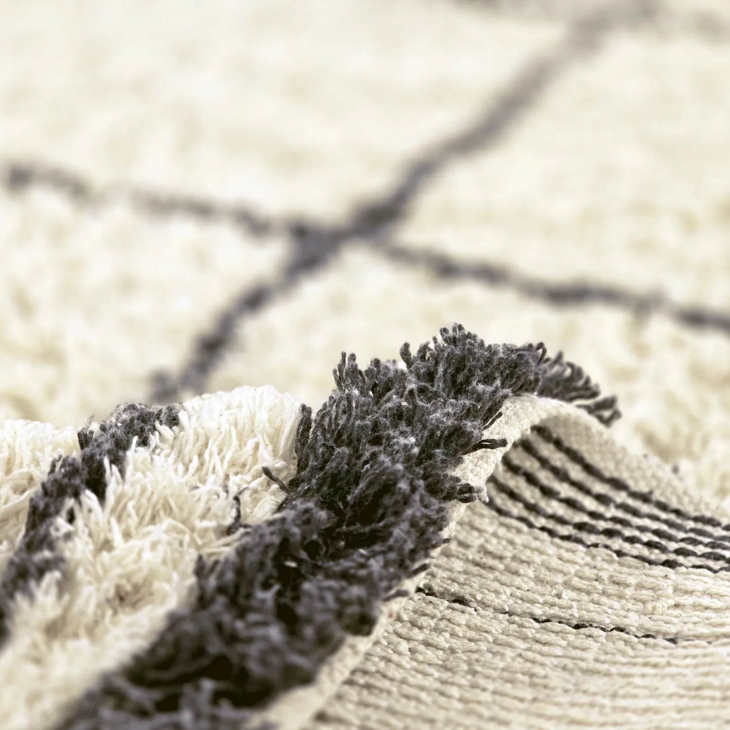 Ryijymatot - Lana Natural Cotton Shaggy (kerma/tummanharmaa)