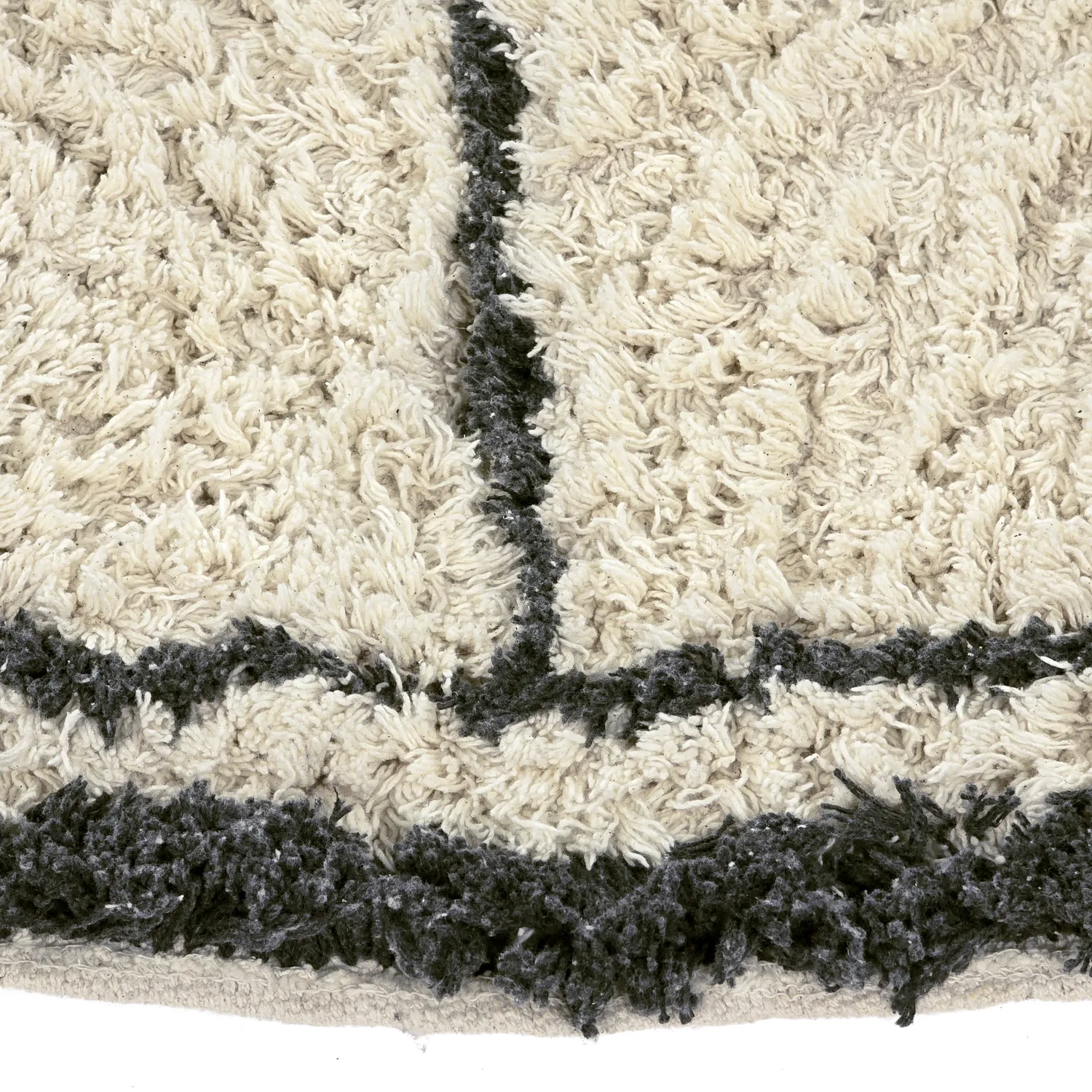 Pyöreät matot - Lana Natural Cotton Shaggy (kerma/tummanharmaa)