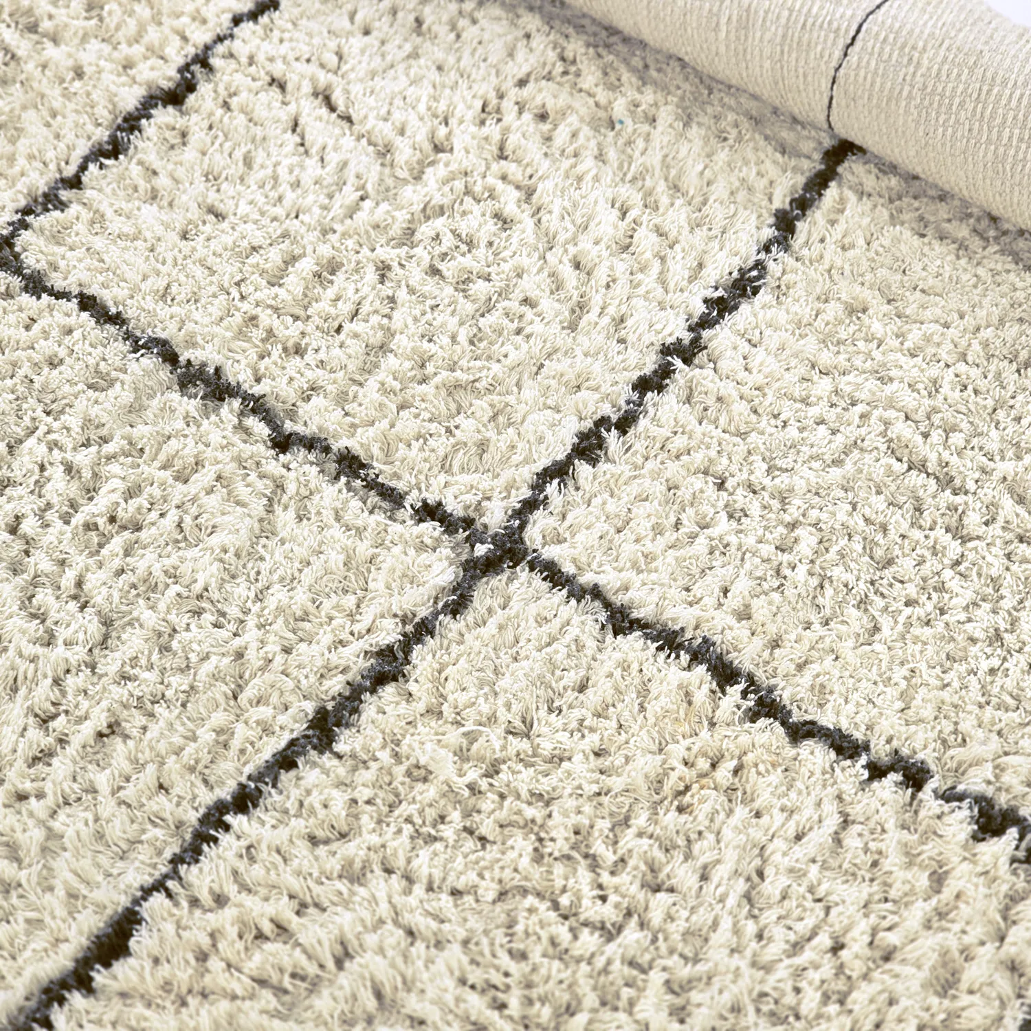 Pyöreät matot - Lana Natural Cotton Shaggy (kerma/tummanharmaa)