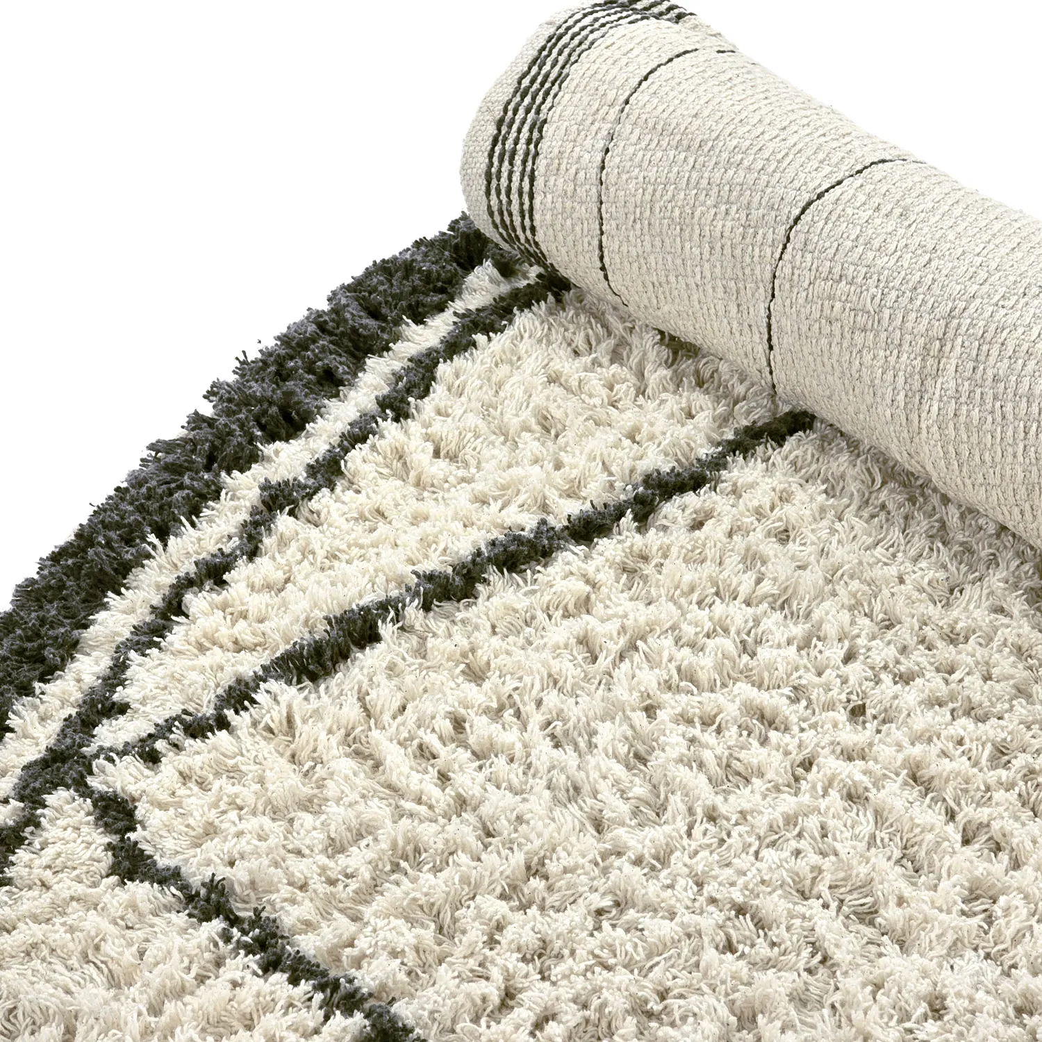 Pyöreät matot - Lana Natural Cotton Shaggy (kerma/tummanharmaa)