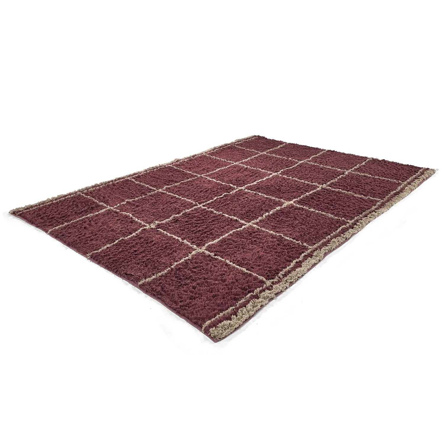 Ryijymatot - Lana Natural Cotton Shaggy (taupe/punainen)