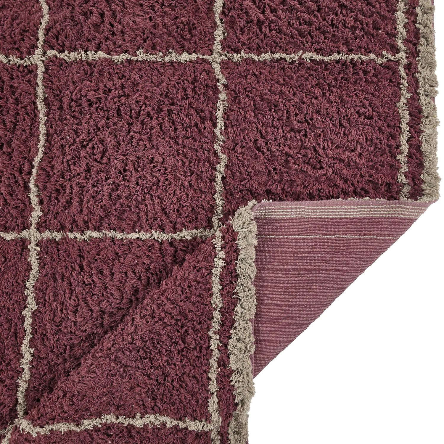 Ryijymatot - Lana Natural Cotton Shaggy (taupe/punainen)