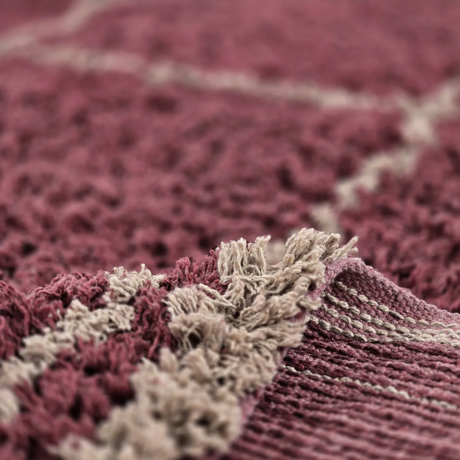 Ryijymatot - Lana Natural Cotton Shaggy (taupe/punainen)