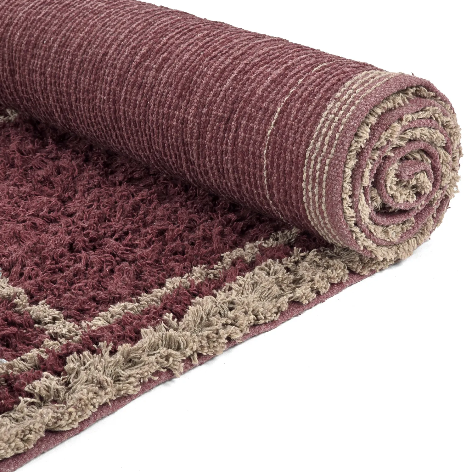 Ryijymatot - Lana Natural Cotton Shaggy (taupe/punainen)